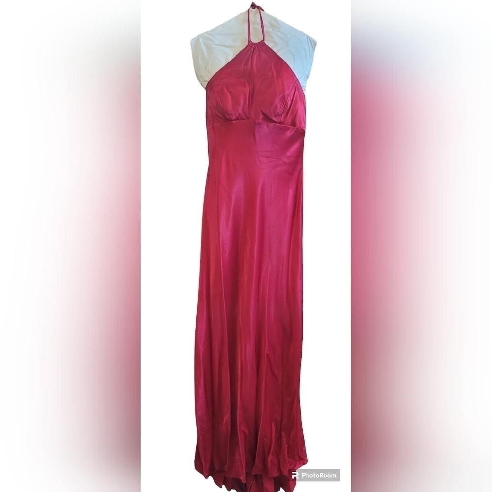 VTG Small Alfred Angelo Red Halter Dress Zippered Back